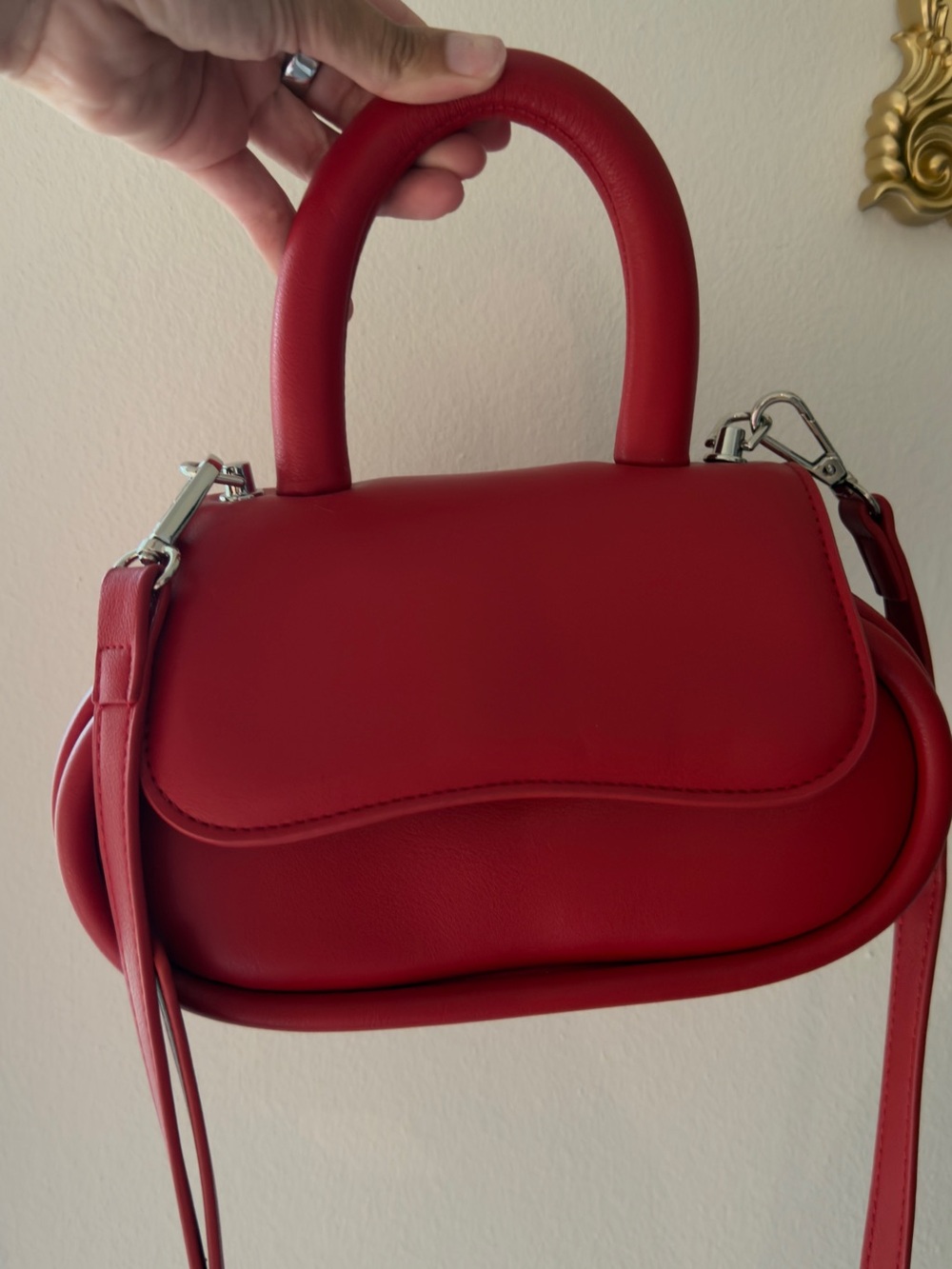 Red Structured Top-Handle Women's Handbag